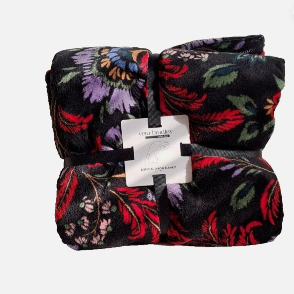 NWT Vera Bradley Essential Throw Blanket Venetian Paisley Black 50" x 80"